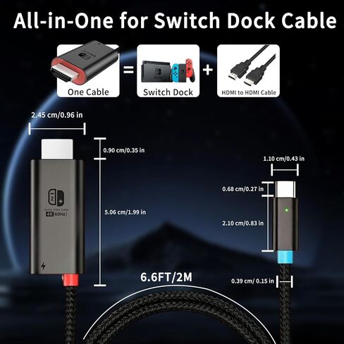 Dock for Switch 2【Aluminum Alloy】 Portable USB C Docking Station with 4K@60Hz~120Hz HDR/PD Max100W/USB Port, 6.6 ft/2M, Travel TV Dock for Switch 2/Steam Deck/ROG Ally/Pad/Tablet/Phone/TV in Kuwait