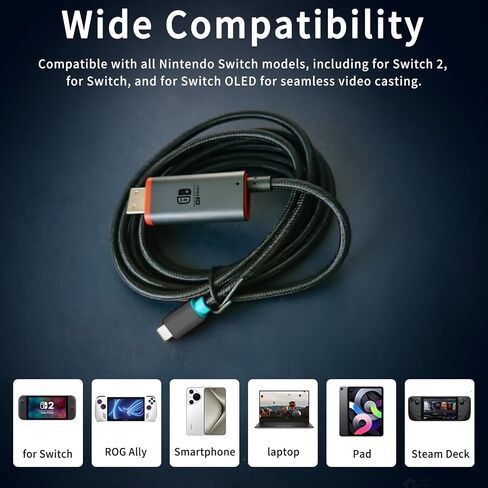 Dock for Switch 2【Aluminum Alloy】 Portable USB C Docking Station with 4K@60Hz~120Hz HDR/PD Max100W/USB Port, 6.6 ft/2M, Travel TV Dock for Switch 2/Steam Deck/ROG Ally/Pad/Tablet/Phone/TV in Kuwait