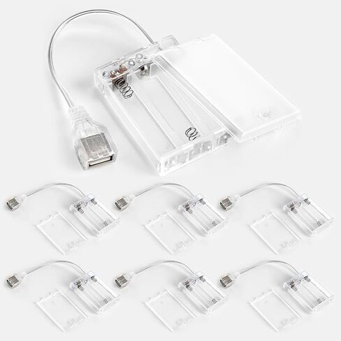 Copkim 6 Pcs USB Battery Pack for LED Lights, USB to Battery Pack for Plug in Lights, 5V Portable 4 AA Holder Box with Switch for Neon Signs Indoor Outdoor Party Decor (Black) in Kuwait