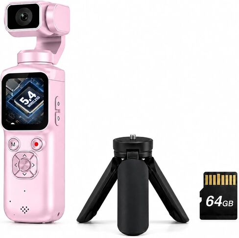 4K Pocket Vlogging Camera , 75MP Digital Camera with single-axis Horizontal 330°, 1.72" Touch Screen, Fast Auto Focusing, Face Auto-Detect, 4X Zoom for Daily Recording, Youtube Titktok INS Content in Kuwait