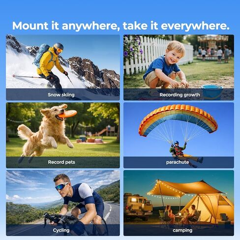 POV Camera 4K with WiFi, Body Mount Camera with 64GB Card, Charger Case, EIS Stabilization, Magnetic Mount, 150° Wide Angle Mini Action Camera Helmet Cam or Outdoor Sports Cycling Motorcycle Vlog in Kuwait