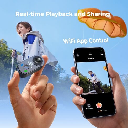 POV Camera 4K with WiFi, Body Mount Camera with 64GB Card, Charger Case, EIS Stabilization, Magnetic Mount, 150° Wide Angle Mini Action Camera Helmet Cam or Outdoor Sports Cycling Motorcycle Vlog in Kuwait