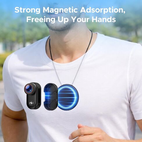 4K Mini Body Camera with 64GB Card, Thumb Action Camera Magnetic Mount 1.47" Screen, Wearable POV Camera for TikTok YouTube Vlogging Motorcycle Security in Kuwait