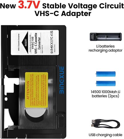 VHS-C Tape Cassette with Battery Charger Adapter vhc Adapter VHS Cassette Adaptor Suit for Video Cassette/VCR Player in Kuwait