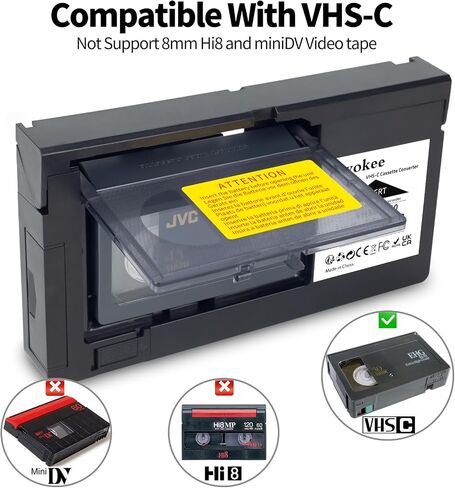 VHS-C Cassette Adapter Compatible with VHS-C SVHS Camcorders JVC RCA Panasonic Motorized VHS Cassette Converter (NOT Compatible with 8mm / MiniDV / Hi8) in Kuwait