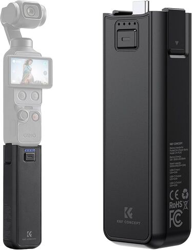 K&F CONCEPT 5000mAh Fast Charging Battery Handle for Osmo Pocket 3, 4 & 4 Pro, Xtra Muse Power Grip with 20W, Wireless Mic Direct Connection, 1/4" Tripod Thread, Smart Temp Control in Kuwait