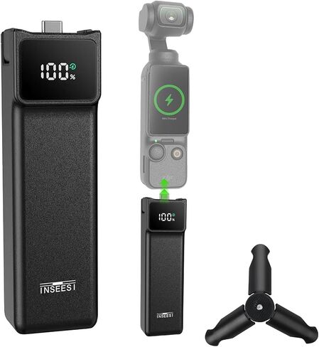 Battery Handle for DJI Osmo Pocket 3/ Pocket 4, Portable Battery Grip Pack for Xtra Muse Accessories with Mini Tripod, 5000mAh, 22.5W Fast Charging, 1/4"Thread Interface, Digital Power Display in Kuwait