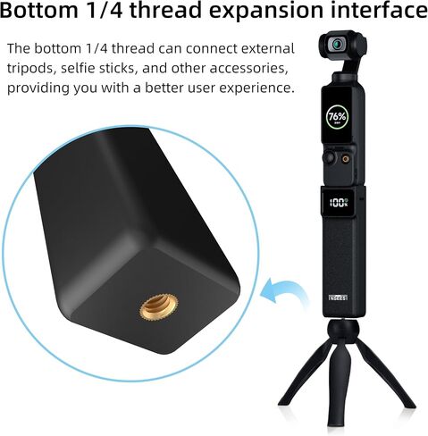 Battery Handle for DJI Osmo Pocket 3/ Pocket 4, Portable Battery Grip Pack for Xtra Muse Accessories with Mini Tripod, 5000mAh, 22.5W Fast Charging, 1/4"Thread Interface, Digital Power Display in Kuwait