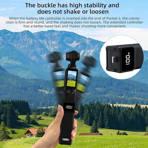 Battery Handle for DJI Osmo Pocket 3/ Pocket 4, Portable Battery Grip Pack for Xtra Muse Accessories with Mini Tripod, 5000mAh, 22.5W Fast Charging, 1/4"Thread Interface, Digital Power Display in Kuwait