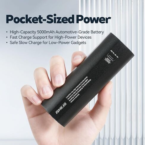 PA01 Battery Hand Grip for Smartphone/Mirrorless/Action Camera | 5000mAh Battery, Foldable 1/4" Tripod Mount, 20W Smart Fast Charging, Type-C with Flashlight & SOS Modes, Metal Housing in Kuwait