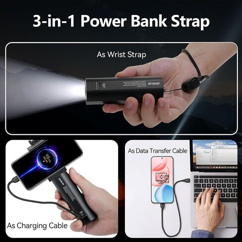 PA01 Battery Hand Grip for Smartphone/Mirrorless/Action Camera | 5000mAh Battery, Foldable 1/4" Tripod Mount, 20W Smart Fast Charging, Type-C with Flashlight & SOS Modes, Metal Housing in Kuwait