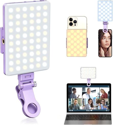 Selfie Light, Phone Light with Front & Back Clip, 60 LED Portable Light with 3 Modes, 5000mAh Rechargeable Video Light for Phone, iPhone, IPad, Laptop, TikTok, Makeup, Live Stream, Vlog(Black) in Saudi Arabia