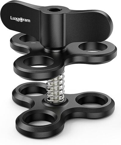 Luxagram Tri-Port Ball Clamp, Aluminum Butterfly Clamp | Professional for Underwater Photography, with Ergonomic Resin Handles for Camera Tray & Lighting Arm Systems in Kuwait