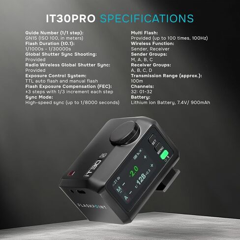 Flashpoint iT30Pro R2 TTL Portable iFlash for Canon (Black), Godox iT30Pro C in Kuwait