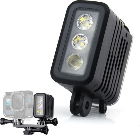 GEPULY Underwater Light Dive Light for GoPro DJI Insta360 Action Cameras | 164FT/50M Deep Diving,Aluminum Body,Emergency SOS Rechargeable Fill Light,Dual Battery LED Video Lightweight Night Light in Kuwait