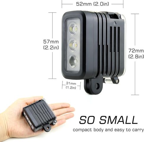 GEPULY Underwater Light Dive Light for GoPro DJI Insta360 Action Cameras | 164FT/50M Deep Diving,Aluminum Body,Emergency SOS Rechargeable Fill Light,Dual Battery LED Video Lightweight Night Light in Kuwait