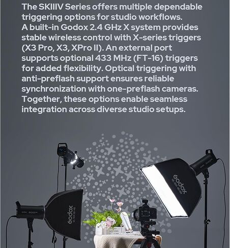 Godox SK300III-V SK300IIIV 300Ws Photo Studio Strobe Flash Monolight Light, GN58, 10W LED Modeling Lamp, 2.4G Wireless, Bowens Mount Photography Flashes for Studio, Shooting, Location, Portrait in Kuwait