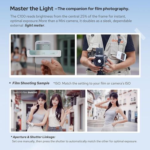 GODOX C100 Transparent Viewfinder Camera,Support Auto Light metering,65g Portable Companion for Film Photography,Transparent Display Screen,Support OTG Transmission（No TF Card） in Kuwait