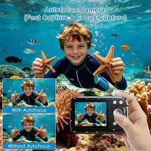 5K Underwater Camera 33FT Waterproof Camera with 32GB Card 96MP Autofocus Dual-Screen Selfie Underwater Camera for Snorkeling Waterproof Compact Digital Camera with 18X Digital Zoom Fill Light in Kuwait