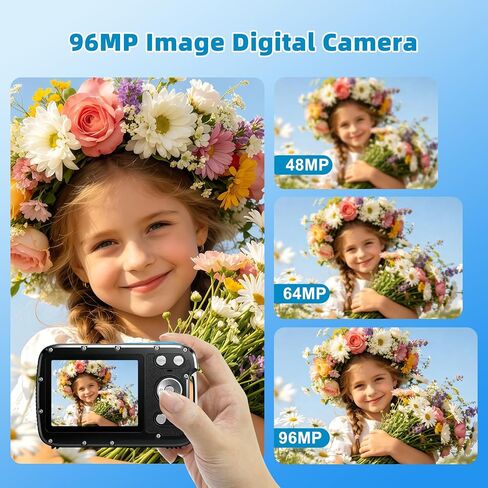 5K Underwater Camera 33FT Waterproof Camera with 32GB Card 96MP Autofocus Dual-Screen Selfie Underwater Camera for Snorkeling Waterproof Compact Digital Camera with 18X Digital Zoom Fill Light in Kuwait