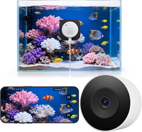 litokam F1.0 Aperture Fish Tank & Reptile Pet Camera.2K 3MP Anti-Glare Aquarium Terrarium Camera with Close-Focus Lens, 147° Ultra-Wide Angle, 3X Zoom, 2.4G/5GHz WiFi in Kuwait