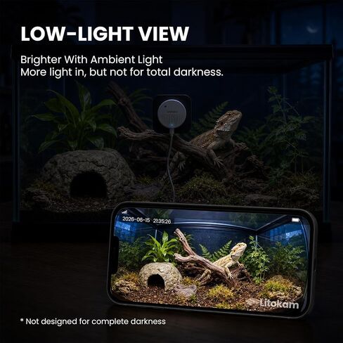 litokam F1.0 Aperture Fish Tank & Reptile Pet Camera.2K 3MP Anti-Glare Aquarium Terrarium Camera with Close-Focus Lens, 147° Ultra-Wide Angle, 3X Zoom, 2.4G/5GHz WiFi in Kuwait