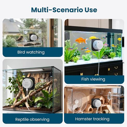 litokam F1.0 Aperture Fish Tank & Reptile Pet Camera.2K 3MP Anti-Glare Aquarium Terrarium Camera with Close-Focus Lens, 147° Ultra-Wide Angle, 3X Zoom, 2.4G/5GHz WiFi in Kuwait