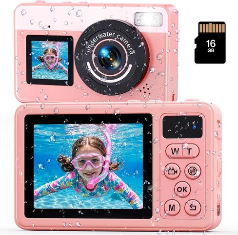 Maxmango D70 4K Underwater Digital Camera - 48MP 10FT Waterproof Camera for Snorkeling - Dual Screen Selfie Compact Floatable Camera with 16GB Card - Autofocus Point and Shoot Digital Camera -Purple in Saudi Arabia
