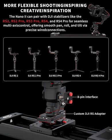 IFOOTAGE Shark Slider Nano II 860,Motorized Camera Slider,Compatible with DJI RS2, RS2Pro, RS3 Pro, RS4, RS4 Pro,Video Stabilizer Rail,Video,Timelapse,Panorama,Stop Motion,Marco,Max.Payload 11lbs in Kuwait