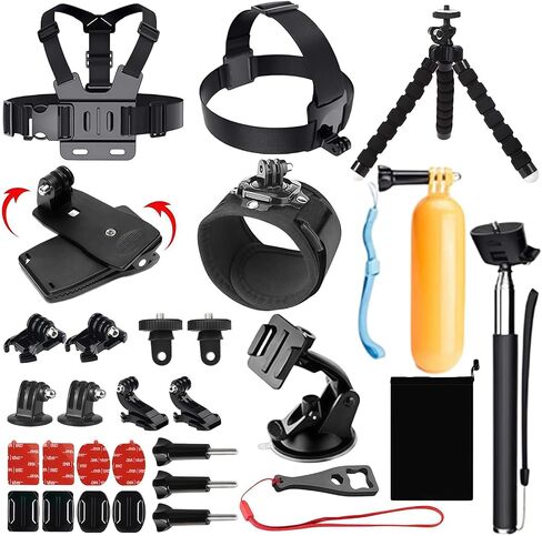 Accessories Kit for AKASO EK5000 EK7000 4K WiFi Action Camera | Accessories for Go Pro Hero 13 12 11 10 9 8 7 6 5/Session 5 SJ4000 SJ5000 Insta 360 X5 X4 Air ACE Pro 2(16-in-1) in Kuwait