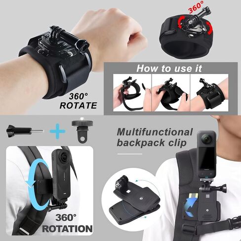 Accessories Kit for AKASO EK5000 EK7000 4K WiFi Action Camera | Accessories for Go Pro Hero 13 12 11 10 9 8 7 6 5/Session 5 SJ4000 SJ5000 Insta 360 X5 X4 Air ACE Pro 2(16-in-1) in Kuwait