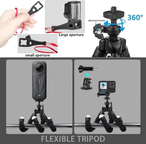 Accessories Kit for AKASO EK5000 EK7000 4K WiFi Action Camera | Accessories for Go Pro Hero 13 12 11 10 9 8 7 6 5/Session 5 SJ4000 SJ5000 Insta 360 X5 X4 Air ACE Pro 2(16-in-1) in Kuwait
