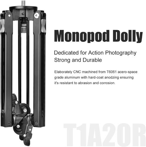 SUNWAY T1A20R Monopod Dolly with Rubber Wheels, 110.2 lb / 50 kg Load Capacity for Dynamic Shooting, Live Stream & Outdoor Vlog in Kuwait