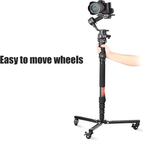 SUNWAY T1A20R Monopod Dolly with Rubber Wheels, 110.2 lb / 50 kg Load Capacity for Dynamic Shooting, Live Stream & Outdoor Vlog in Kuwait