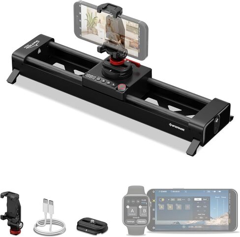 iFootage Shark Slider PICO, 15.75'' Motorized Camera Slider with 360° Pan Rotation, DJI Pocket 3/4 & Action 5/6 Compatible, Bluetooth/NFC for Smartphones, 7-Hour Battery, 2.4lb Payload in Kuwait