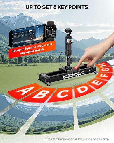 iFootage Shark Slider PICO, 15.75'' Motorized Camera Slider with 360° Pan Rotation, DJI Pocket 3/4 & Action 5/6 Compatible, Bluetooth/NFC for Smartphones, 7-Hour Battery, 2.4lb Payload in Kuwait