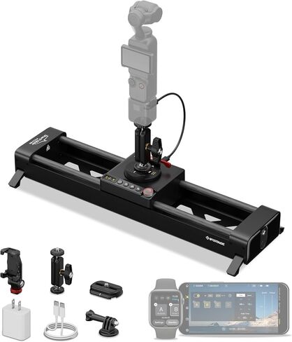 iFootage Shark Slider PICO PRO, 15.75'' Motorized Camera Slider with 360° Pan Rotation, DJI Pocket 3/4 & Action 5/6 Compatible, 3rd-Axis Expansion for Gimbal & AI Tracking, 3.3lb Payload, LCD Display in Kuwait