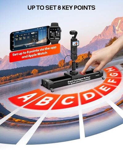 iFootage Shark Slider PICO PRO, 15.75'' Motorized Camera Slider with 360° Pan Rotation, DJI Pocket 3/4 & Action 5/6 Compatible, 3rd-Axis Expansion for Gimbal & AI Tracking, 3.3lb Payload, LCD Display in Kuwait