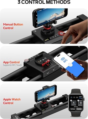 iFootage Shark Slider PICO PRO, 15.75'' Motorized Camera Slider with 360° Pan Rotation, DJI Pocket 3/4 & Action 5/6 Compatible, 3rd-Axis Expansion for Gimbal & AI Tracking, 3.3lb Payload, LCD Display in Kuwait
