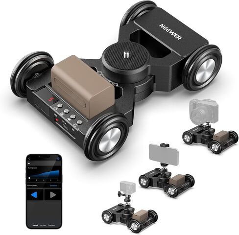 NEEWER DL400 Upgraded Motorized Camera Slider Dolly with App Control, Dual Motor Drive & Non Slip Wheels, 5H Runtime, Compatible with GoPro iPhone Android Samsung Smartphone DSLR Camera Camcorder in Kuwait
