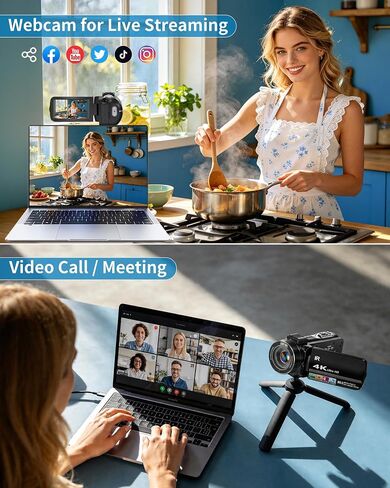 4K Video Camera Camcorder 96MP UHD Vlogging Camera for YouTube 18X Digital Zoom 3.0 IPS 270° Rotation Touch Screen Video Recorder with Remote Control, Night Vision, 32GB Card, 2 Batteries in Kuwait