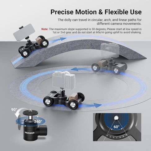 NEEWER DL400 Upgraded Motorized Camera Slider Dolly with App Control, Dual Motor Drive & Non Slip Wheels, 5H Runtime, Compatible with GoPro iPhone Android Samsung Smartphone DSLR Camera Camcorder in Kuwait