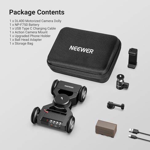 NEEWER DL400 Upgraded Motorized Camera Slider Dolly with App Control, Dual Motor Drive & Non Slip Wheels, 5H Runtime, Compatible with GoPro iPhone Android Samsung Smartphone DSLR Camera Camcorder in Kuwait