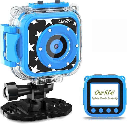 Kids Waterproof Camera, Ourlife Kids Camera for 3-12 Year Old Boys Girls Christmas Birthday Gifts for Kids Underwater Sports Camcorder 1.77 Inch Screen(Navy Blue) in Kuwait