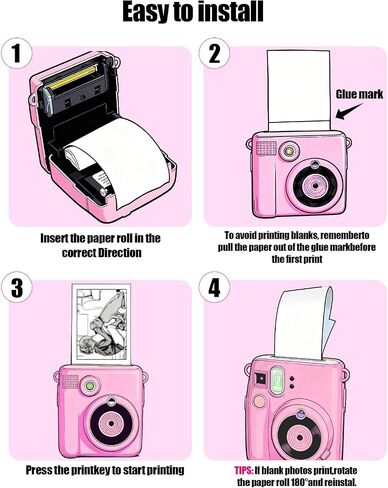 5 Rolls Kids Instant Camera Print Refill Paper for Gofunly H2,UYRUREL Eco-Friendly Thermal Printing Paper for Children's Camera,Instant Printing Without Jams. in Kuwait