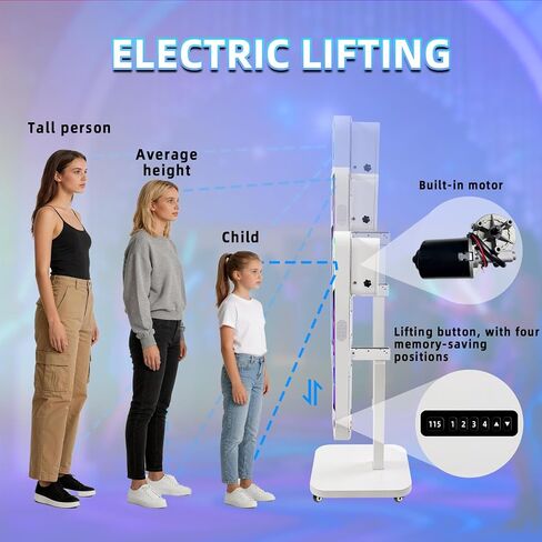 VANYA Magic Mirror Photo Booth with 21.5 inch Touch Screen Electric Lifting Selfie DSLR Photobooth Machine, for Event Rental Wedding Party (White, 21.5" Photo Booth+Camera+Printer) in Kuwait