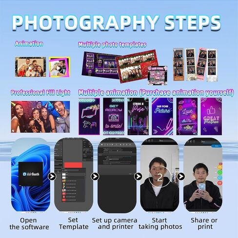 VANYA Magic Mirror Photo Booth with 21.5 inch Touch Screen Electric Lifting Selfie DSLR Photobooth Machine, for Event Rental Wedding Party (White, 21.5" Photo Booth+Camera+Printer) in Kuwait
