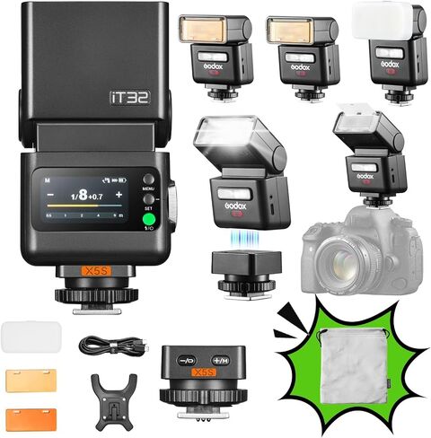 GODOX iT32 TTL Camera Flash with X5S Wireless Trigger for Sony,Magnetic Hotshoe & Trigger 2-in-1, Compatible with Sony ZV-E10 II, ZV-E10, ZV-E1, a7III,a6700, a6400,a7C II, a7C, a7CR, RX1RII,ZV-1II in Saudi Arabia