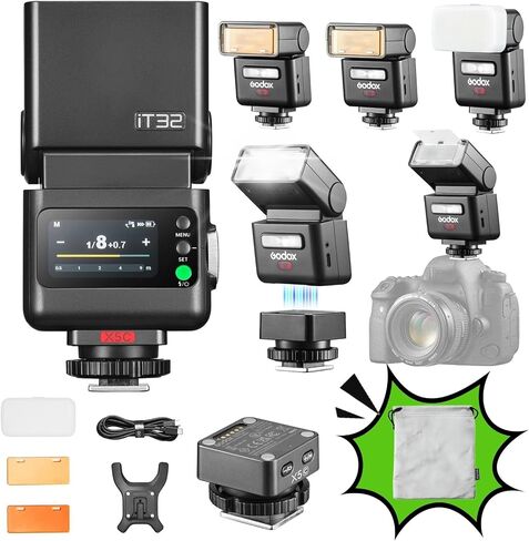 GODOX iT32 TTL Camera Flash with X5S Wireless Trigger for Sony,Magnetic Hotshoe & Trigger 2-in-1, Compatible with Sony ZV-E10 II, ZV-E10, ZV-E1, a7III,a6700, a6400,a7C II, a7C, a7CR, RX1RII,ZV-1II in Saudi Arabia