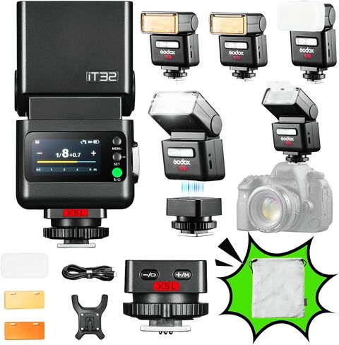 GODOX iT32 TTL Camera Flash with X5S Wireless Trigger for Sony,Magnetic Hotshoe & Trigger 2-in-1, Compatible with Sony ZV-E10 II, ZV-E10, ZV-E1, a7III,a6700, a6400,a7C II, a7C, a7CR, RX1RII,ZV-1II in Saudi Arabia